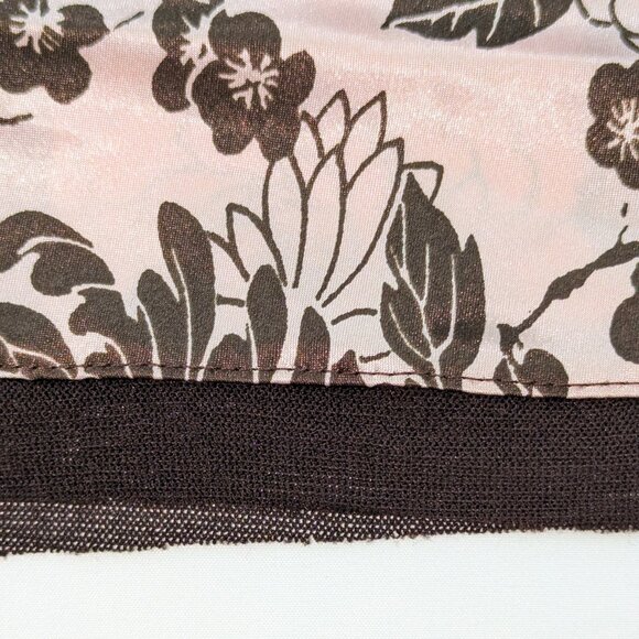 VTG 00s Y2K Forever 21 Pink & Brown Floral Satin A-Line Bias Cut Midi Skirt Sz S - Picture 4 of 6